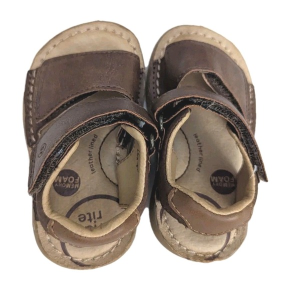 Stride Rite Little Boys Toddler SRT ARU Sandals Leather Lined Memory Foam Size 4 - Picture 6 of 8